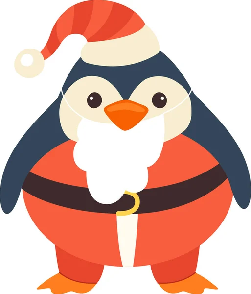 Пингвин Векторной Иллюстрацией Костюма Санта — стоковый вектор
