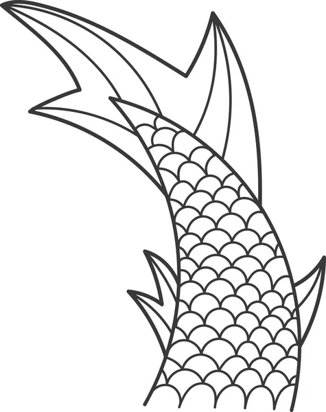 Mermaid Tail Lined Vector Illustration — Stock Vector
