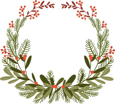 Yuvarlak Noel Çerçeve Vektör İllüstrasyonu