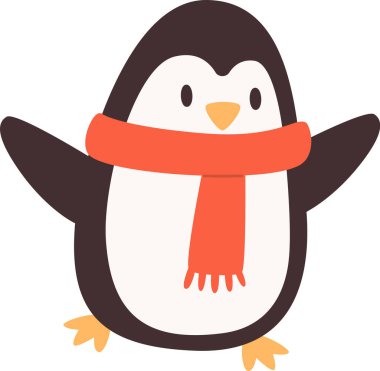 Atkı Vektörü İllüstrasyonlu Penguen