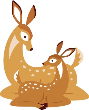 Çocuk Vektörü İllüstrasyonlu Geyik Anne