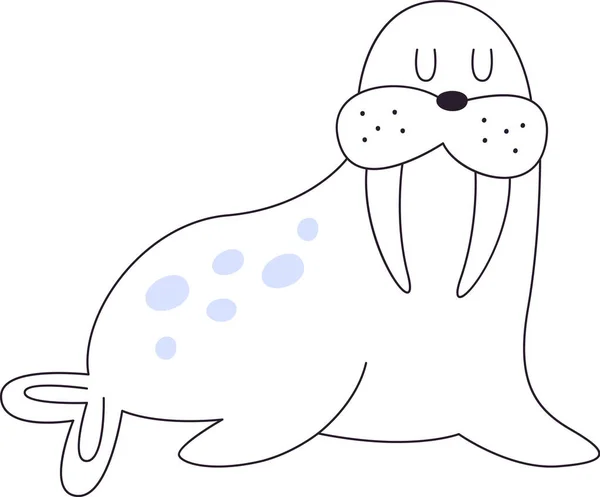 Walrus Dier Gevoerde Vector Illustratie — Stockvector