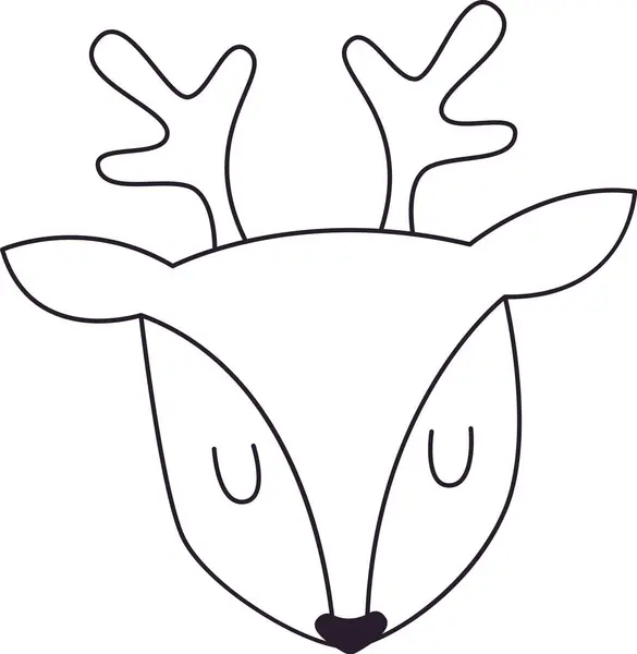 Deer Head Lined Vector Illustration — Stock Vector