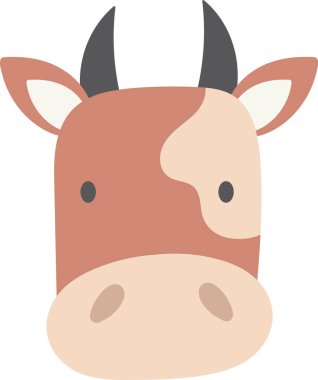 İnek Yüzlü Çizgi Film Vektör İllüstrasyonu