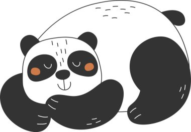 Panda Uyuyan Hayvan Vektörü İllüstrasyonu