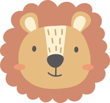 Aslan Yüzlü Çizgi Film Vektör İllüstrasyonu