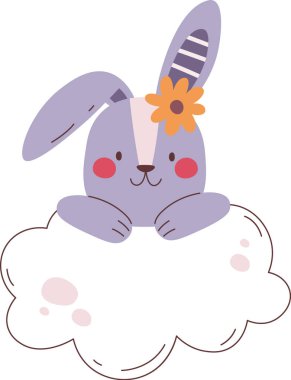 Bulut Vektörü Resminde Tavşan Kız