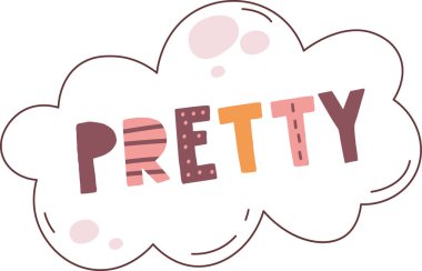 Bulut Vektörü İllüstrasyonunda Güzel Harf