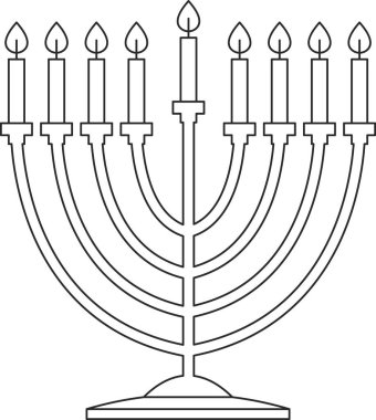 Yahudi Hanukkah Menorah Vektör İllüstrasyonu