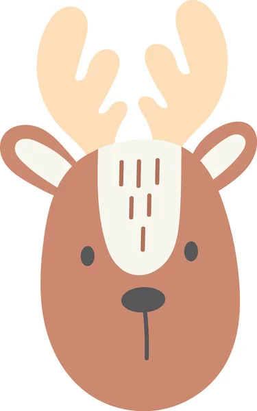 Deer Face Cartoon Vector Illustration — Stock Vector