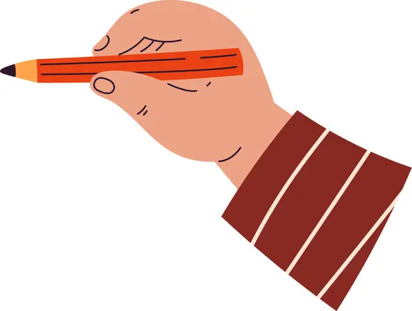 鉛筆のベクトル図と手 — ストックベクタ