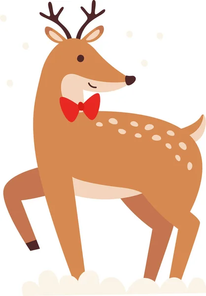 Christmas Deer Bow Vector Illustration — Stock Vector