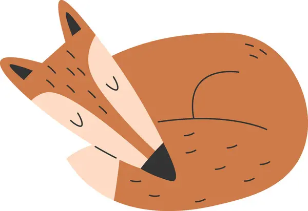 Sleeping Fox Animal Vector Ilustración — Vector de stock