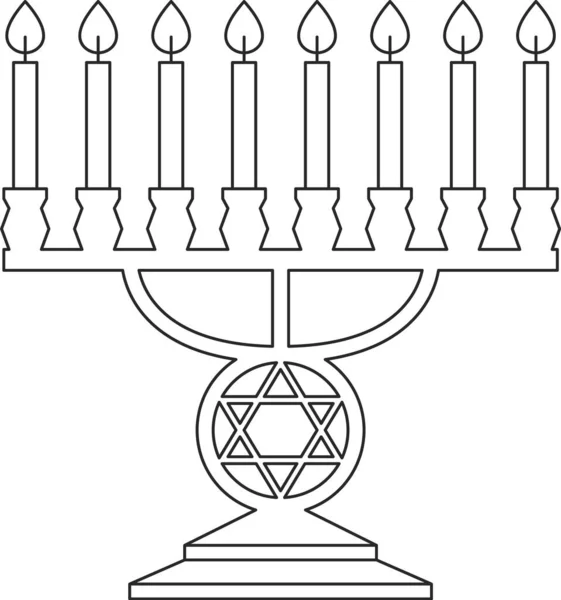 Yahudi Hanukkah Menorah Vektör Llüstrasyonu — Stok Vektör