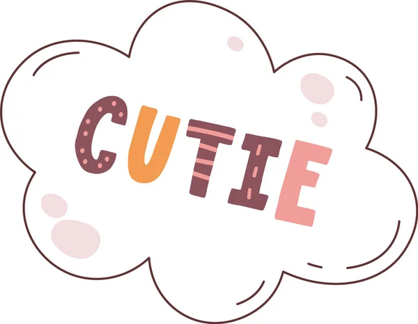Cutie Betűk Felhő Vektor Illusztráció — Stock Vector