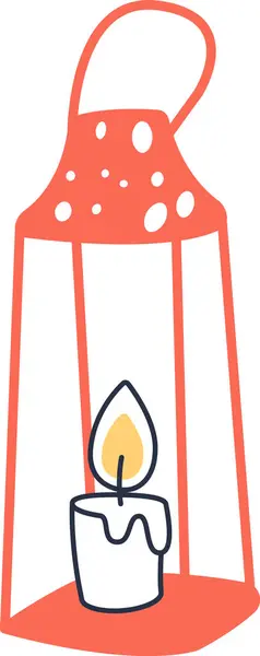 Candle Lantern Doodle Vector Illustration — Stock Vector