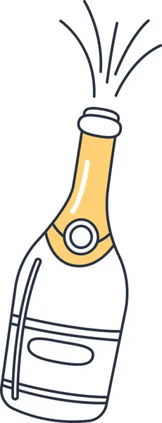 Champagne Bottiglia Doodle Vettoriale Illustrazione — Vettoriale Stock