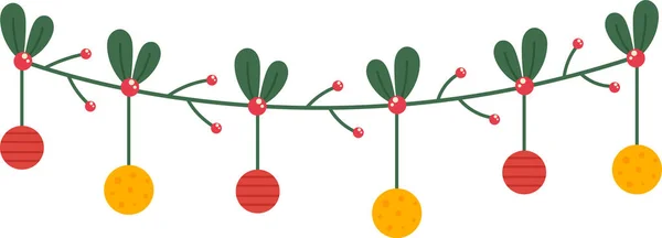 Christmas Floral Garland Vector Illustration — Stock Vector
