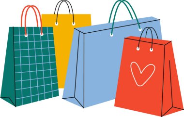 Alışveriş Kağıdı Torbası Vektör İllüstrasyonu