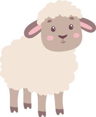 Koyun Hayvanı Ayakta Duran Vektör İllüstrasyonu