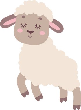 Şirin Koyun Hayvan Vektörü İllüstrasyonu