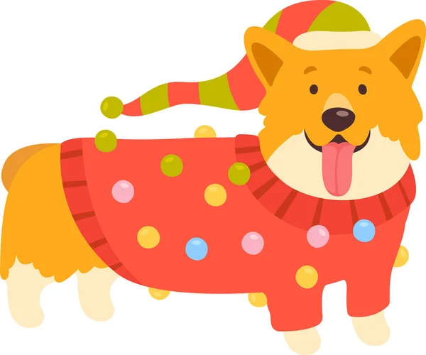 Kerst Hond Trui Vector Illustratie — Stockvector