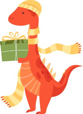 Şimdiki Vektör Resimli Dinozor