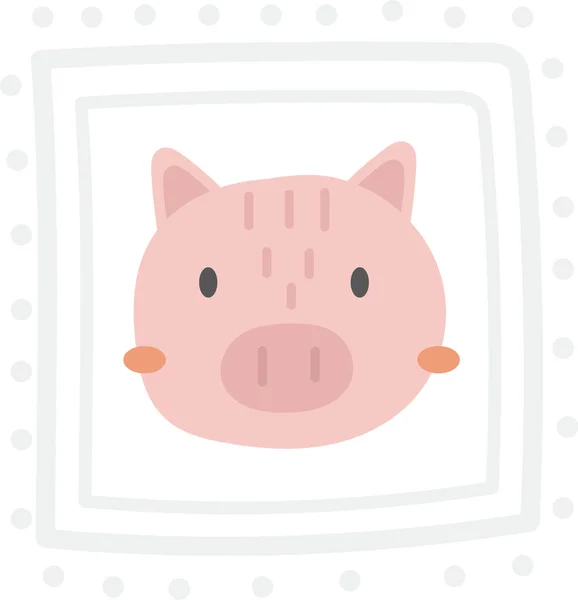 Pig Face Portrait Vector Illustration — Stockvektor