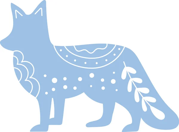 Fox Met Scandinavische Ornament Vector Illustratie — Stockvector