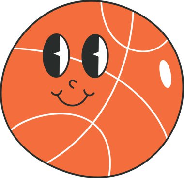 Basketbol Topu Karakteri Vektör İllüstrasyonu