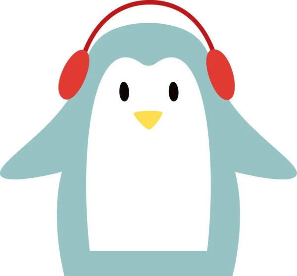 Pinguin Tier Mit Ohrenschützer Vektor Illustration — Stockvektor