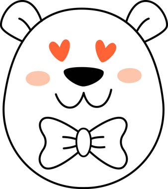 Mutlu Ayı Başı Çizgili Vektör Çizimi