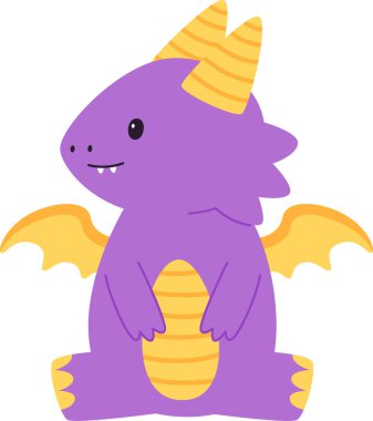 Bebek Ejderha Oturan Vektör İllüstrasyonu