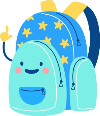 Okul Çantası Karakteri Vektör İllüstrasyonu