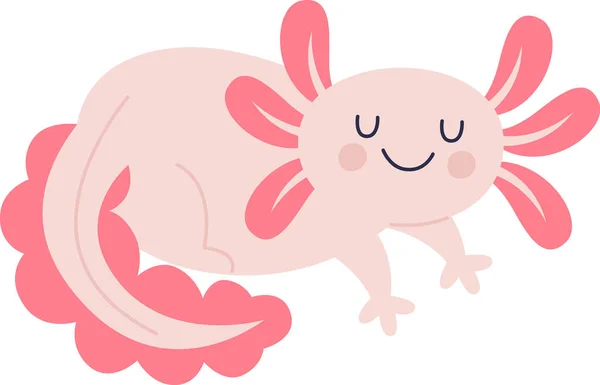 Axolotl Engraçado Amphibian Vector Ilustração — Vetor de Stock