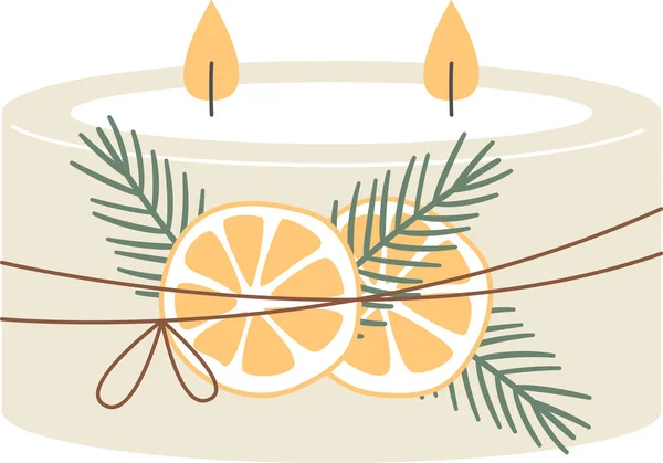 Vela Natal Com Ilustração Vetor Limão — Vetor de Stock