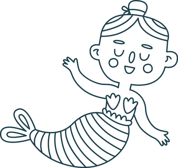 Glückliche Meerjungfrau Doodle Vector Illustration — Stockvektor