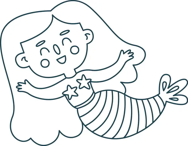 Glückliche Meerjungfrau Doodle Vector Illustration — Stockvektor