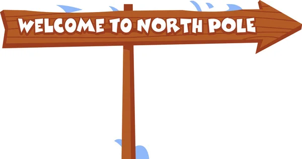 North Pole Christmas Signboard Vector Illustration — Stock Vector