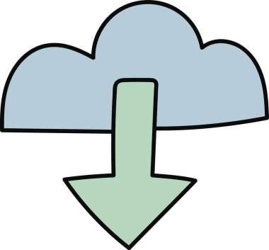 Bulut İndirme Doodle Vektör İllüstrasyonu