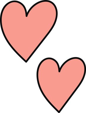 Kalp Modeli Doodle Vektör İllüstrasyonu