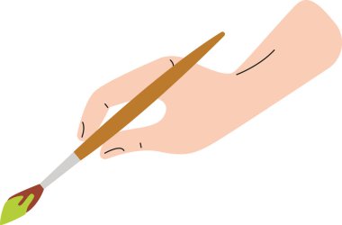 Fırça Boyama Vektörü İllüstrasyonuyla El