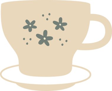 Çiçek desenli çay fincanı tasviri