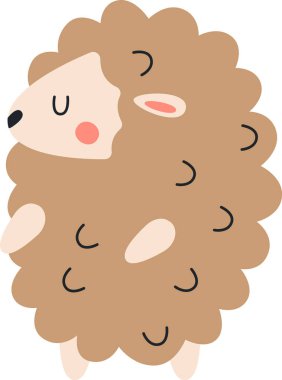 Koyun Hayvanı Uyuyan Vektör Çizimi