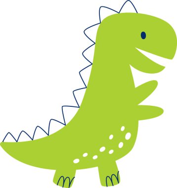 Şirin Çocuk Dinozor Vektör İllüstrasyonu