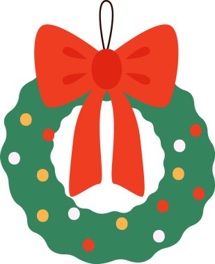 Noel Asma Çelengi Vektörü İllüstrasyonu