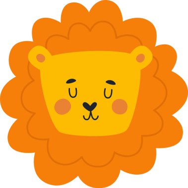 Uyuyan Aslan Hayvan Başı Vektör İllüstrasyonu