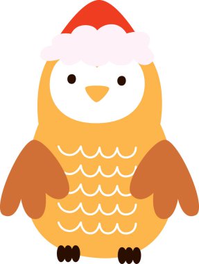 Noel Baykuşu Dekorasyon Vektörü İllüstrasyonu