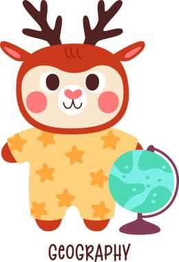 Coğrafya Okulu Konu Geyik Vektörü İllüstrasyonu