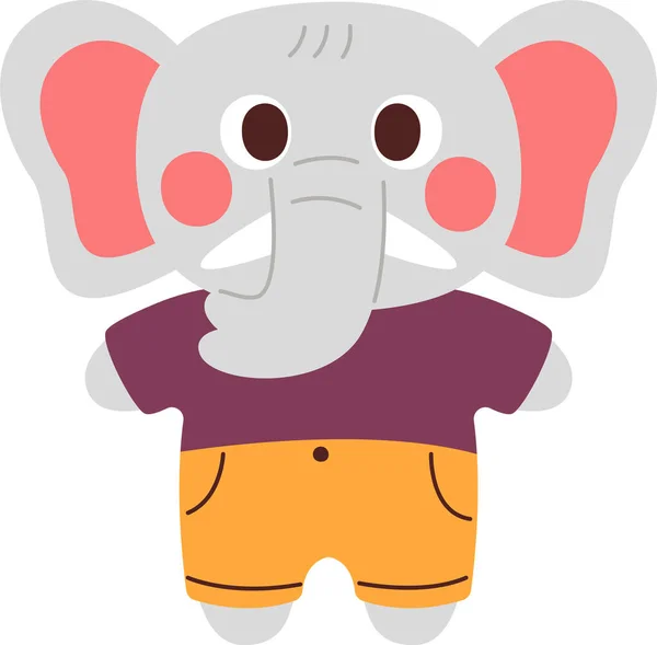 Carattere Elefante Nell Illustrazione Del Vettore Del Costume — Vettoriale Stock